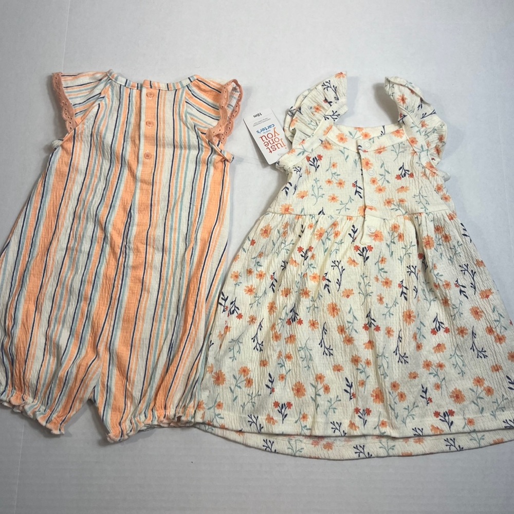 NWT Just One You by Carters Girls 3pc Floral Dress and Striped Jumpsuit 18 Month
